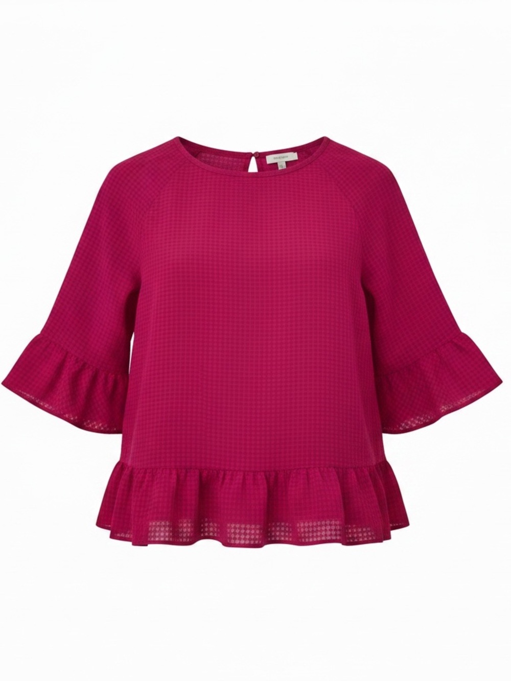 a new day Magenta Ruffled Peplum Sleeve Blouse - Size M